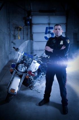 Traffic officer with motorcycle