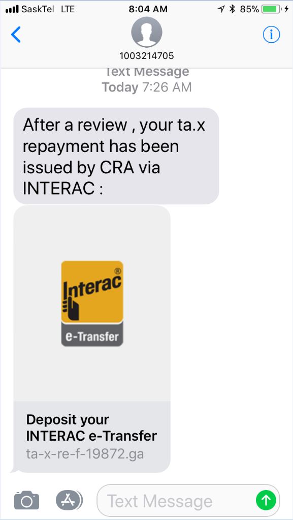Public Advisory: CRA Text Scam