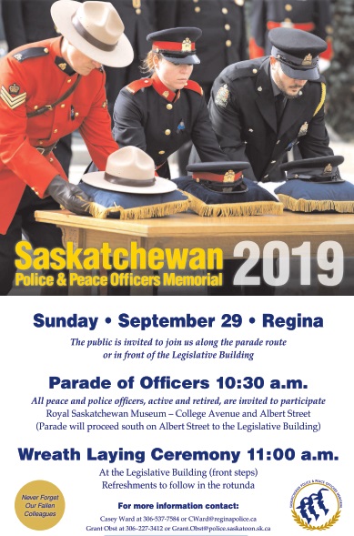 Saskatchewan Police and Peace Officer Memorial Sunday 29th September 2019
